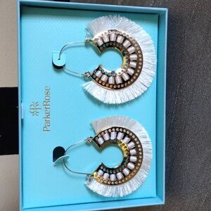 Parker Rose White Fringe Boho Earrings with Presentation Box